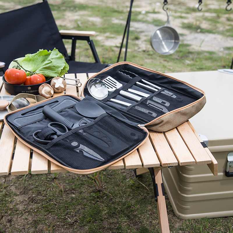 8pcs Camping Kitchen Cookware  - đánh giá và giá Outdoor Camping Kitchen With Sink