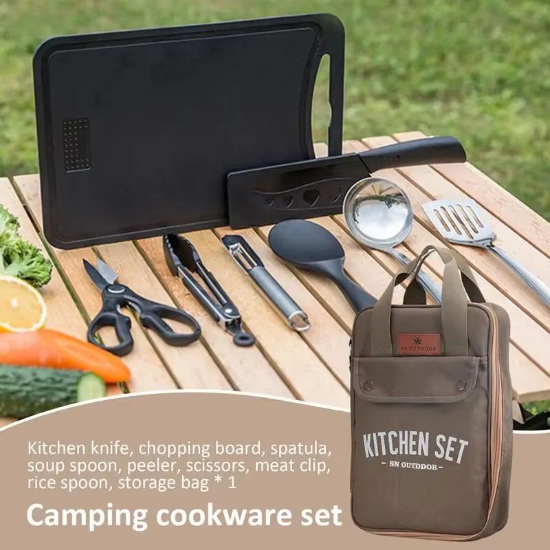 8pcs Camping Kitchen Cookware  - đánh giá và giá Outdoor Camping Kitchen With Sink