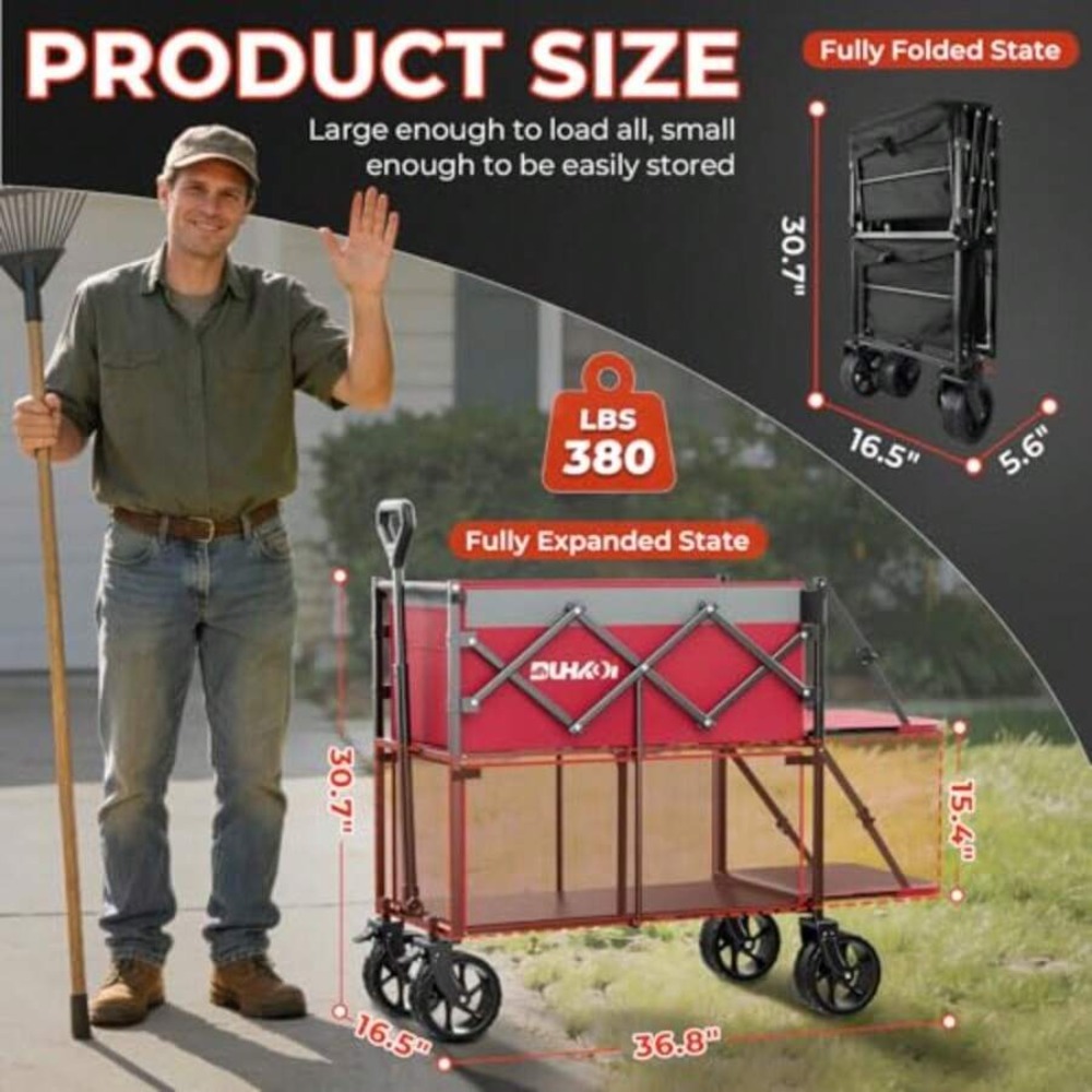 2-Tier Foldable Wagon Cart wit - đánh giá và giá Outdoor Camping Shop