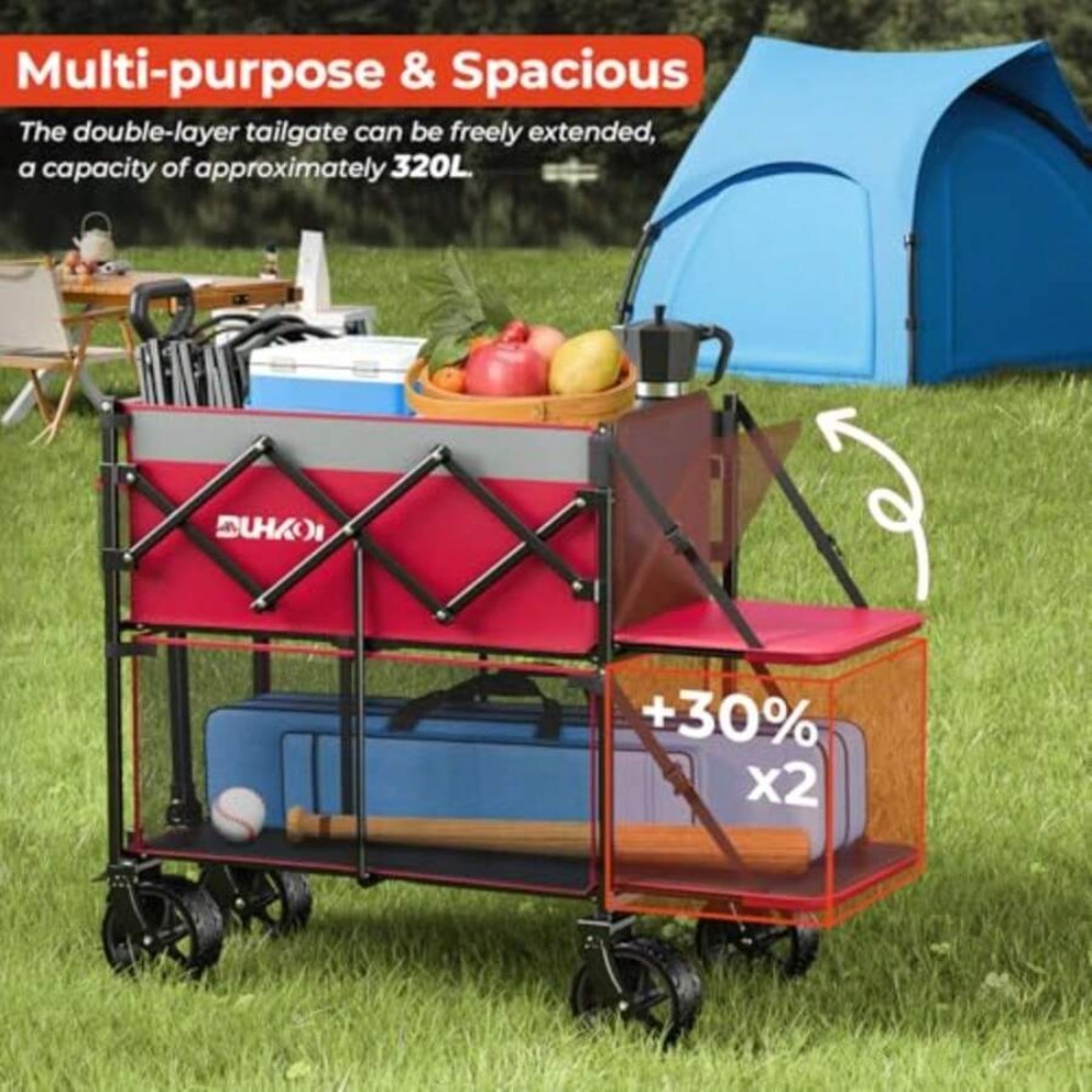 2-Tier Foldable Wagon Cart wit - đánh giá và giá Outdoor Camping Shop