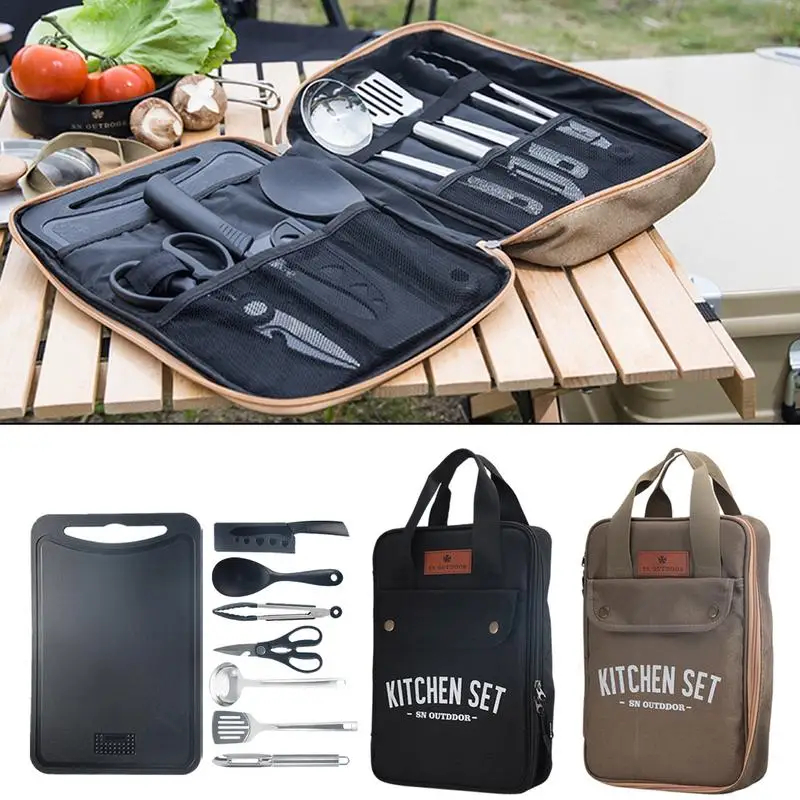 8pcs Camping Kitchen Cookware  - đánh giá và giá Outdoor Camping Kitchen With Sink