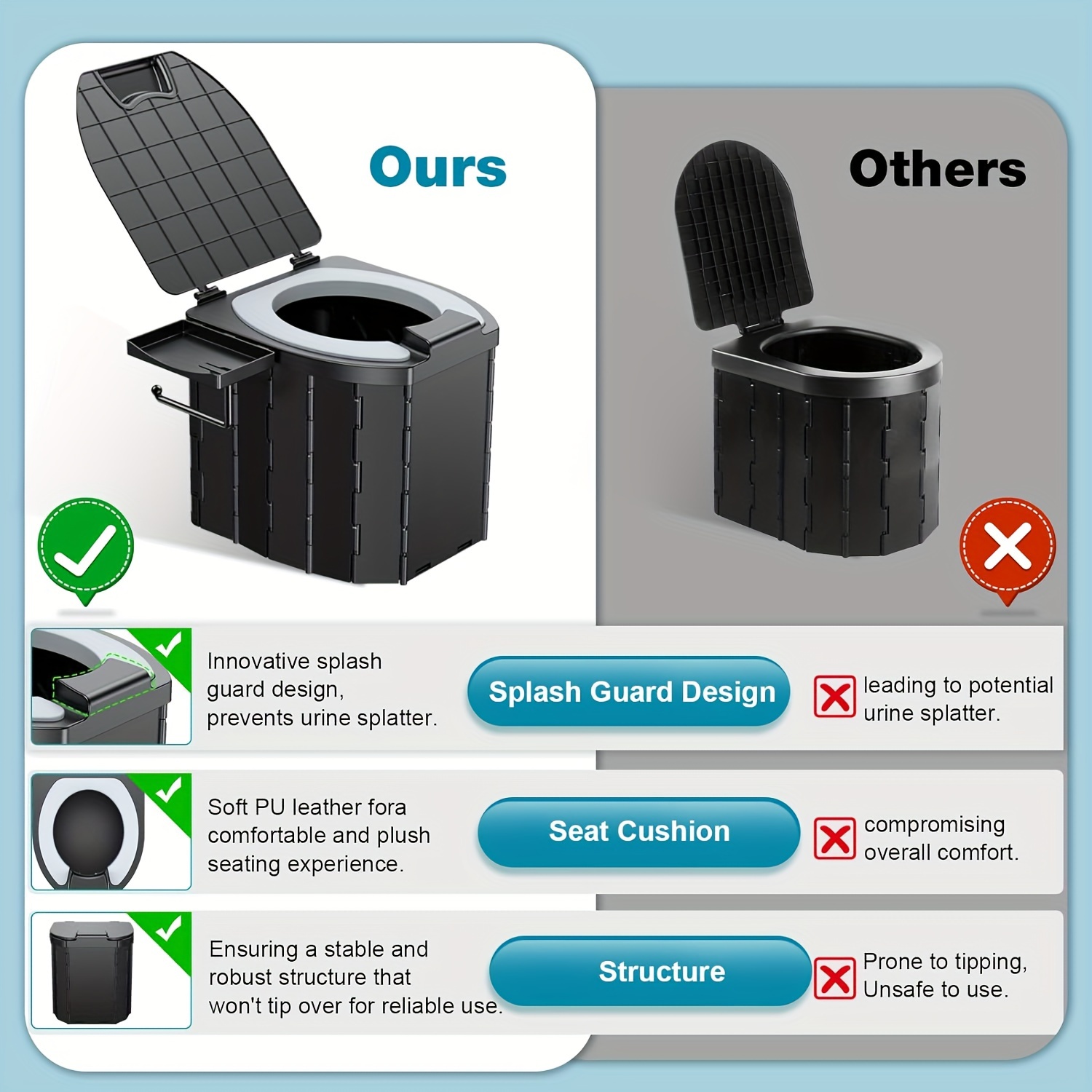 Portable Folding Toilet with P - đánh giá và giá Outdoor Camping Carpet