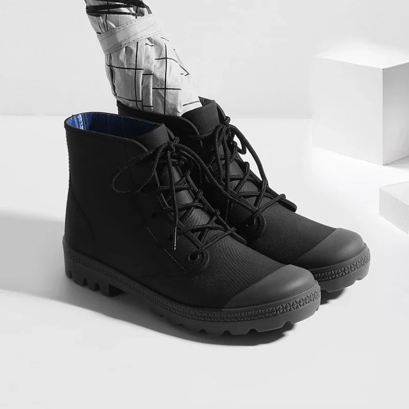 Winter Men Rain Boots Lace-up  - đánh giá và giá Outdoor Camping In Winter